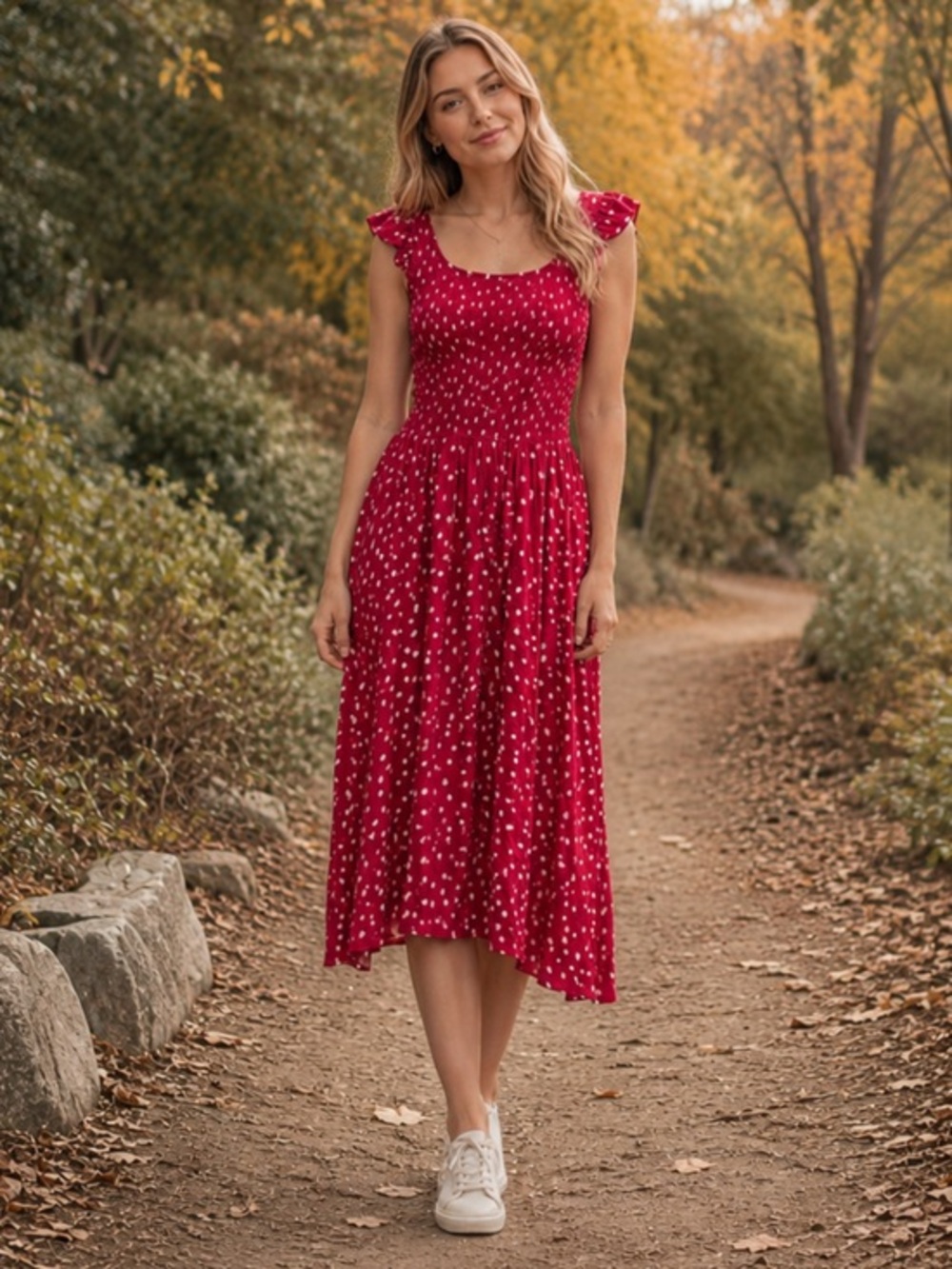 Free People Red Polka Dot Dress